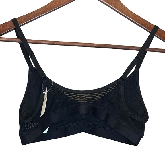 (Sold) Aerie Black Sheer Ribbed Bralette Adjustable Straps Women’s Size Small - Picture 5 of 10